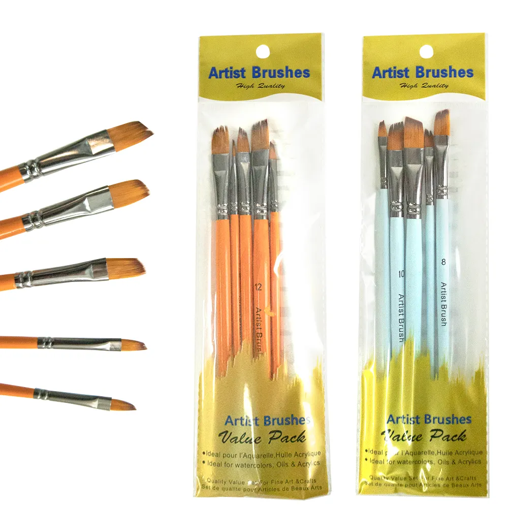 Professional Painting Brushes 5pcs Set Wooden Handle Art Brush Watercolor Acrylic Oil Painting Artist Brushes