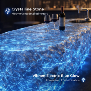 Mostrador de Bar Artístico para Residencias y Villas, Mostrador de Isla Luminoso de Cristal, Mesa de Té de Resina Transparente Estilo Glaciar para Recepciones y Tiendas - Product Image 4
