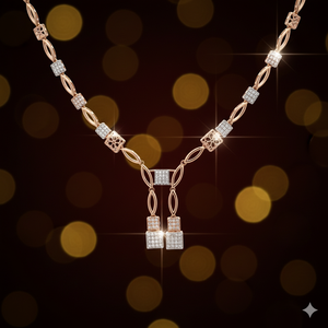 Collier fin moderne avec pendentif en or rose 18 carats et pompon en diamant Luxe Collier avec pendentif en or rose 18 carats et pompon en diamant - Product Image 2