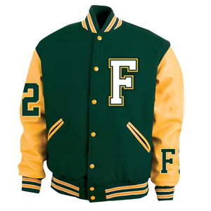 Veste de baseball pour homme de haute qualité, respirante et écologique, 100% coton, manches en cuir, taille personnalisée, vêtements d'automne - Product Image 1