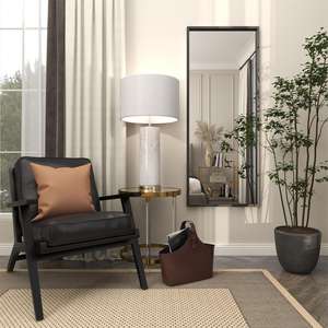 Modern Style 24\" X 3\" X 60\" Black Metal Frame Wall Mount <b>Mirror</b> Wooden Floor <b>Mirror</b> Home Decor Black Wall Decorative <b>Mirror</b> - Product Image 6