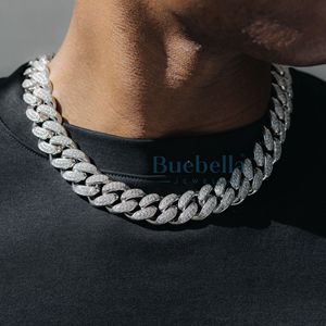 Hip Hop Hombres 19mm Prong 18K Chapado en oro Collar de eslabones cubanos 925 Diamante de plata y VVS Moissanite Jewelry - Product Image 1