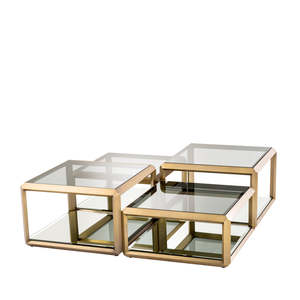 Modern <b>Nesting</b> Living Room Furniture <b>Set</b> Callum <b>Coffee</b> & Tea <b>Tables</b> Convertible Oak & MDF Durable with Storage - Product Image 3