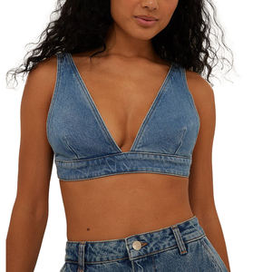 บราแฟชั่นเสื้อครอปเซ็กซี่สำหรับผู้หญิงเสื้อชั้นในผ้าเดนิม - Product Image 1