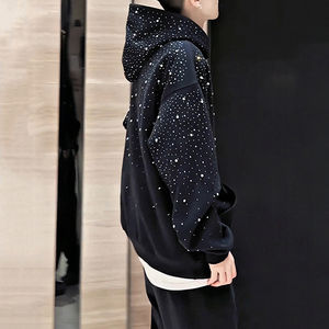 Sudadera con capucha de lujo de alta calidad al por mayor French Terry 400gsm Sudadera con capucha personalizada Fabricante 100% Algodón Rhinestone Sudadera con capucha Servicio OEM - Product Image 4