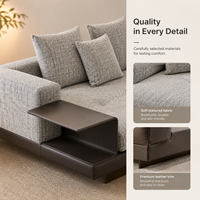 Canapé modulaire en tissu en forme de L moderne avec chaise longue et table d'appoint, rembourrage en éponge écologique, pour appartement et hôtel