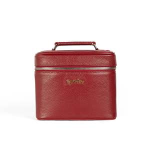 Handee <b>Red</b> Leather <b>Clutch</b> with Textured Pattern Zip Closure Removable Divider Multi-Functional for Travel Adults - Product Image 1