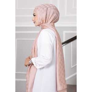 Hijab en polyester à motif à carreaux rose poudré - Product Image 3