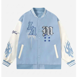 Veste universitaire tendance à broderies personnalisées en gros, OEM ODM, usine de couverts, veste universitaire décontractée à manches longues pour unisexe - Product Image 4