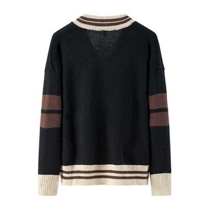 Mejor Venta de OEM y ODM precio de fábrica personalizado de moda a rayas diseño Cable Knit hombres suéter cárdigan lana algodón transpirable 2023 - Product Image 5