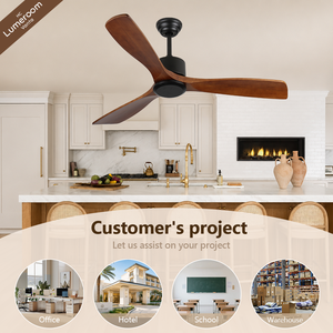 Ventilador de Techo para Dormitorio de 52 Pulgadas, Aspas de Madera de Nogal, Flujo de Aire Reversible Silencioso, Control Remoto, Montaje en Barra - Product Image 3