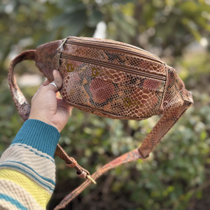 Cinturón de Cuero Auténtico con Estampado de Serpiente, Diseño 2026, con Bolsillo en la Cintura, Bolso de Viaje Moderno, Fácil de Llevar, Multiusos - Product Image 1