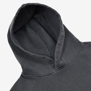 Sudadera con Capucha Negra Desgastada, Lavada al Ácido, 100% Algodón, 400 GSM, Peso Pesado, Sudadera Vintage para Hombre, Invierno - Product Image 4