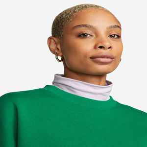 Relaxed Fit Ribbed <b>Crewneck</b> 70% Cotton 30% Recycled Polyester Fleece Ribbed Cuffs and Hem Irish Green Crop Sweatshirt - Product Image 3