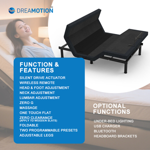 Dreamotion rangka tempat tidur logam, rangka tempat tidur dapat disesuaikan dengan kontrol nirkabel pintar dengan pijat - Product Image 3