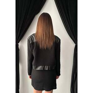 Black Triple <b>Leather</b> Trimmed <b>Jacket</b> And Trousers Set - Black - Product Image 6