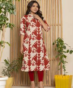 ชุดสلوارคามีซสีแดงสไตล์วินเทจสำหรับผู้หญิงไซส์ใหญ่  แบบยาวคลุมเท้า เหมาะสำหรับงานเทศกาล พร้อมกางเกงพลัสโซ - Product Image 6