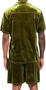 Survêtements de bonne qualité personnalisés pour hommes survêtements t-shirt ensembles courts velours vierge costumes de survêtement en velours hommes 2 pièces ensembles jumeaux respirant - Product Image 2