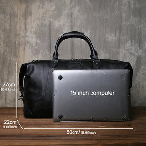 Sac de voyage en cuir noir avec fermeture à glissière pour les voyages - Product Image 4