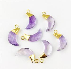 Multi color piedra preciosa galvanizada media luna tallada D media luna piedra colgante encantos - Product Image 4