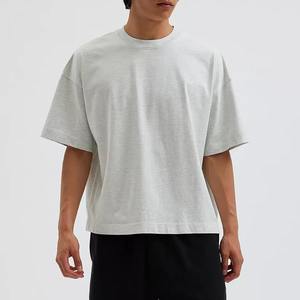 T-shirt blanc et uni pour hommes T-shirt blanc surdimensionné 250gsm lourd 100% coton TShirt Boxy Fit Crop T-shirt pour hommes - Product Image 1