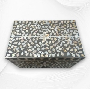 Design moderne incrustation d'os Boîte à bijoux indienne en résine à motif FS I Boîte cadeau de rangement et d'emballage - Product Image 2