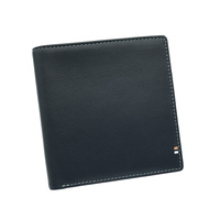 Dompet Pria Castello Model Hipster Kulit Sapi Asli RFID Terbuka Logo Timbul Bordir Lapisan Poliester Hitam Ukuran Pendek
