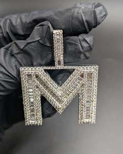 Colgante de Plata de Ley 925 con Diamantes Moissanite VVS, Personalizado con Letra, Estilo Hip Hop, Lujoso, Unisex, para Fiestas - Product Image 6