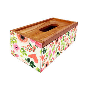 กล่องใส่กระดาษทิชชู่ไม้ MDF พิมพ์ลายใบไม้เขียวสำหรับบ้านหรือสำนักงาน - Product Image 2