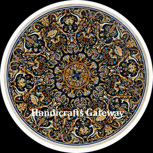 Table basse incrustée de marbre de couleurs mélangées Table centrale incrustée de pierres semi-précieuses Pietra Dura Design Work For Home Decor - Product Image 1