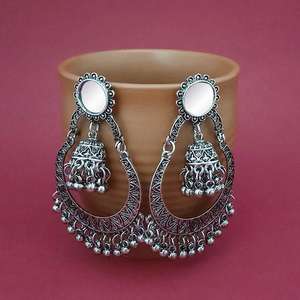 Tip Top Fashions <b>Fine</b> <b>Dangle</b> <b>Earrings</b> Silver Plated Mirror Dangler 1314818A Model - Product Image 1