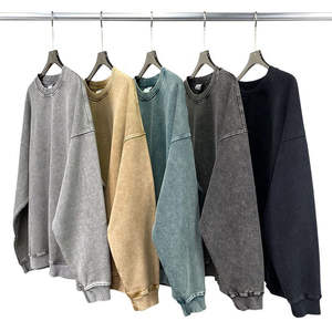 Sweat-shirt à capuche surdimensionné en coton délavé vintage, lavage à l'acide, poids lourd, personnalisé en gros, pour streetwear et vêtements décontractés - Product Image 4