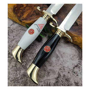 Couteau en acier au carbone pour la chasse et le camping, lame tranchante OEM, garde en laiton, manche en bois, qualité industrielle, logo de marque personnalisé, garantie de 3 ans - Product Image 6