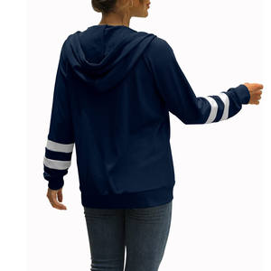 Haute qualité sur mesure votre conception de logo respirant séchage rapide anti-boulochage plaine fermeture éclair manches longues sweats à capuche pour femmes - Product Image 3