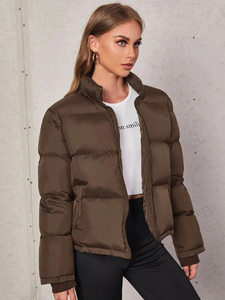 Chaquetas de Color marrón chocolate para mujer, abrigos acolchados de burbujas para mujer, chaquetas acolchadas de invierno personalizadas gruesas y cálidas - Product Image 3