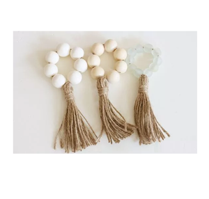 ผ้าเช็ดปากลูกปัดไม้คริสมาสต์ Boho แหวนผ้าเช็ดปากฟาร์มแหวนผ้าเช็ดปากที่มีพู่ตกแต่งโต๊ะ - Product Image 5