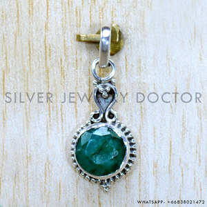 Colgantes de Plata de Ley 925 con Piedras Preciosas de Esmeralda, Precio al por Mayor, Joyería de Plata - Product Image 2