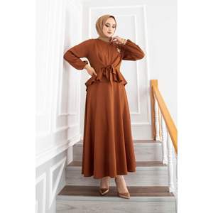 Ensemble 2 pièces à volants, motif régulier orange, fabriqué en Turquie - Product Image 1