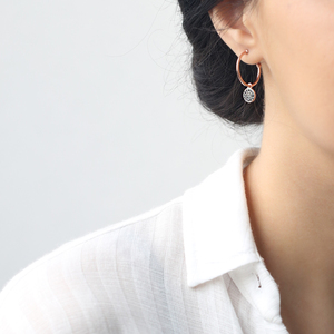 Pendiente de aro colgante de forma redonda, joyería fina de Plata de Ley 925 para mujer, venta al por mayor turca hecha a mano - Product Image 3