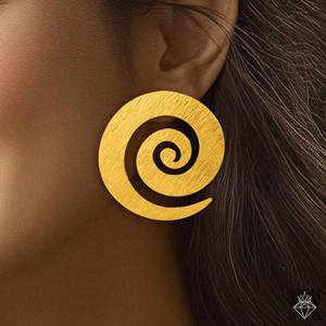 PRAO Boucles d'oreilles en spirale dorée anti-ternissement faites à la main pour femmes Bijoux de mode en vrac - Product Image 1