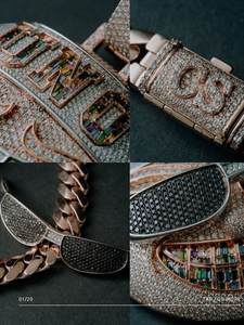 Pendentif personnalisé en argent 925, bijoux de rappeur, baguette glacée, diamant moissanite, serti à griffes, logo hip hop - Product Image 3