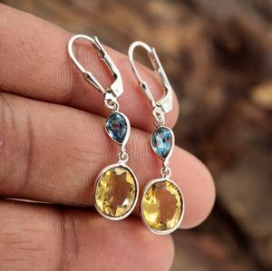 Fashionable Fine Jewelry Wholesale Handmade <b>Citrine</b> Gemstone Dangle <b>Earrings</b> 925 Solid Sterling Silver for Women With 925 Stamp - Product Image 3