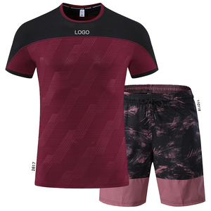 Bonnes couleurs Ensemble de shorts de sport décontractés pour hommes Workouts Gym Running Training Pants Chemise de sport élastique à séchage rapide pour hommes - Product Image 1