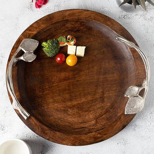 2024 personnalisé Floral Rectangle Set 3 plateaux en bois plateaux de service luxe moderne maison Restaurant nouvel an fête servant - Product Image 3