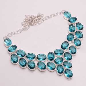 Collar de plata 925 con Topacio Natural de Londres, joyería de piedras preciosas de cuarzo, joyería India - Product Image 2