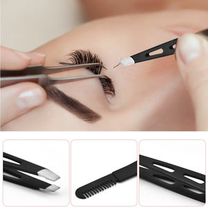 2 in 1 High Quality Stainless Steel Eyebrow Hair Beauty <b>Tool</b> Slanted <b>Puller</b> Eyebrow Clips Brush with Pointed Tip Combs - Product Image 5