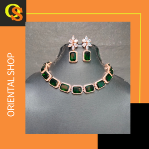 Super Offers Collier Boucles d'oreilles plaqué or 22K serti de pierres naturelles Parure de bijoux collier tendance - Product Image 5