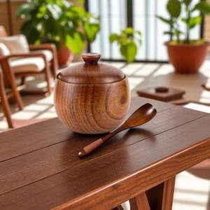 Boîte à épices en bois avec couvercle, pot en bois - Product Image 2