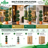 Plante artificielle en pot double de 90 cm en buis, résistante aux UV, en PE, pour intérieur et extérieur, vente en gros