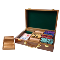 Boîte de rangement pour jetons de poker en bois de qualité supérieure avec 5 plateaux, capacité de 500 jetons, pour soirées casino et accessoires de jeu de poker à domicile